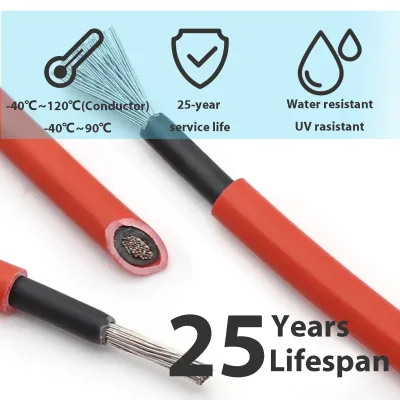 Câble solaire 6 mm² cuivre étamé, noir et rouge – image 2