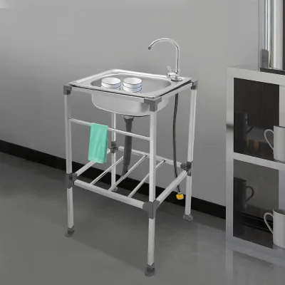 Évier autoportant inox avec robinet, bac simple – image 2