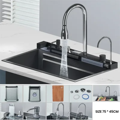 Évier de cuisine cascade inox, cuve simple – image 2