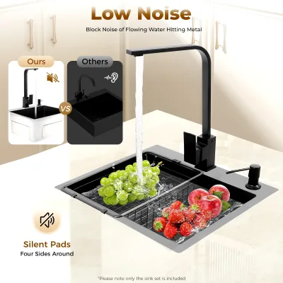 Évier de cuisine noir avec robinet pivotant – image 3