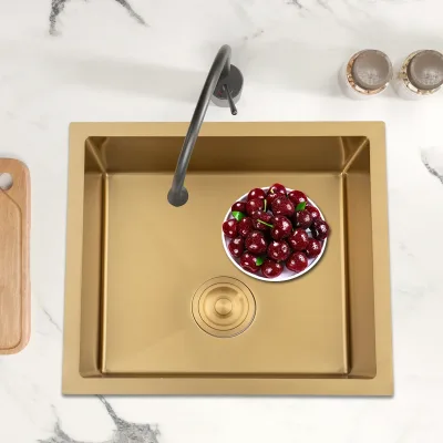 Évier de cuisine rectangulaire doré en inox – image 2