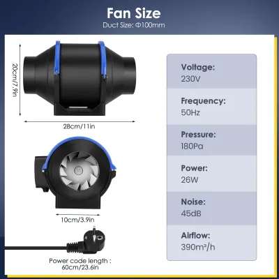 Ventilateur de conduit silencieux 100 mm – image 2